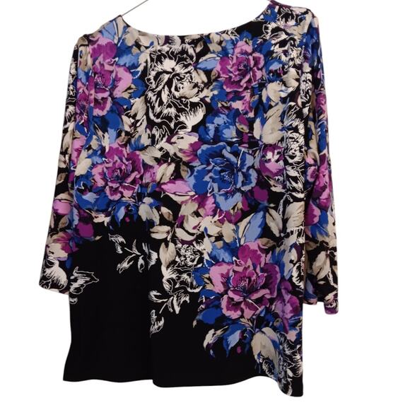 JM COLLECTION Stretchy Top Petite XL Beaded Bling Colorful Floral Work Office‎ - Picture 3 of 7